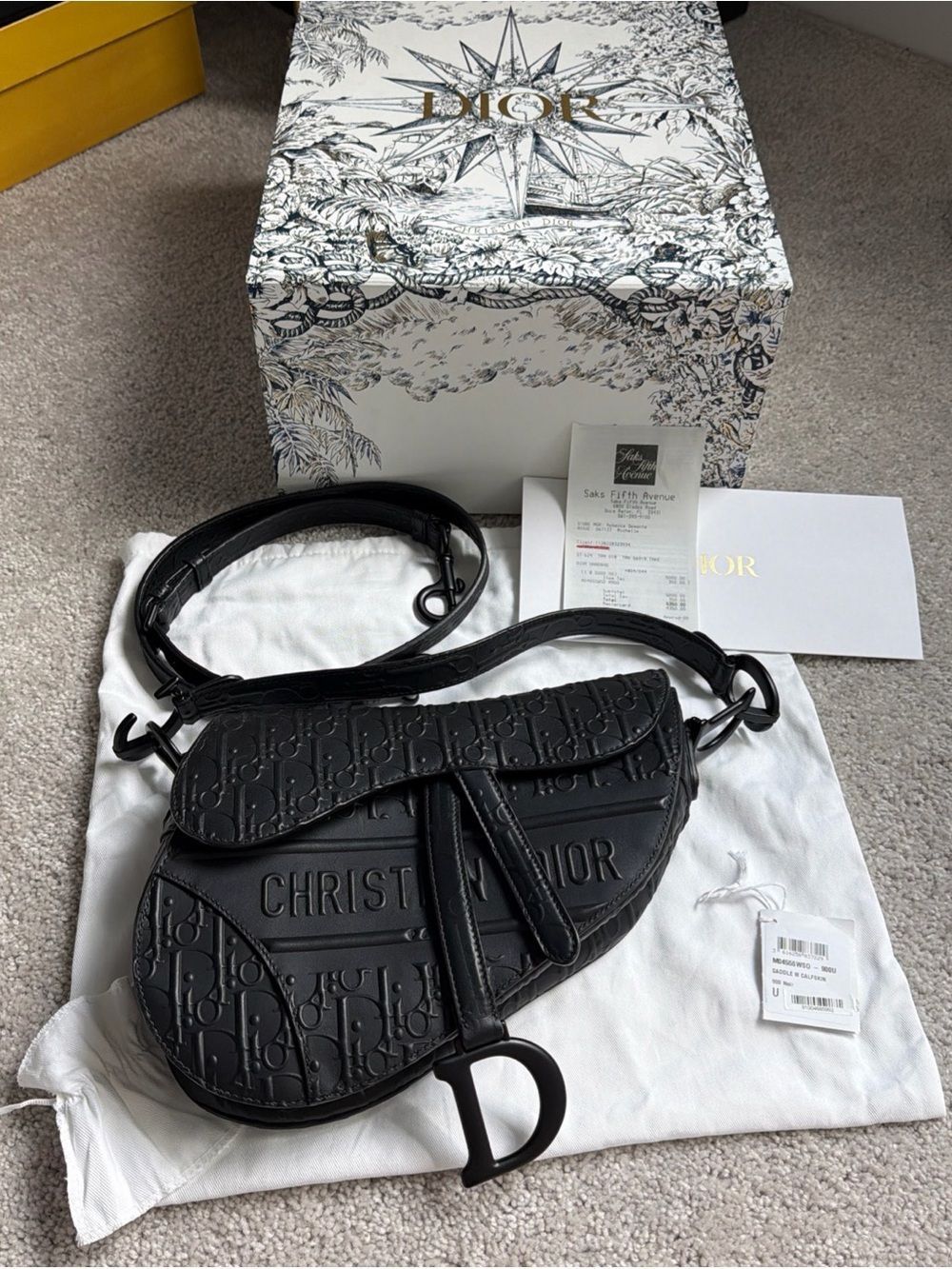 Christian Dior Saddle Bag in Black Dior Gravity Leather D 7  2023 NWT $5000